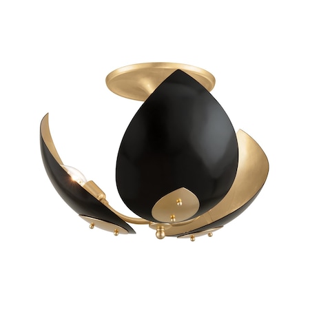Hudson Valley Lighting Lotus 3 Light Semi Flush 19 In. Gold Leaf/Black 5703-GL/BK