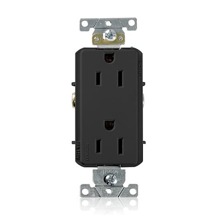 Leviton Receptacle Outlet, 15A, Black, 125V 16252-E