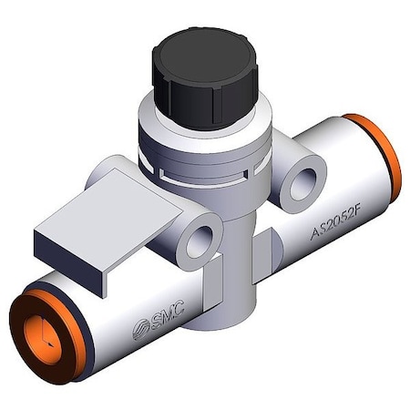 Smc Speed Control, 1/4 in Valve, Knob, Brass AS2052F-07A