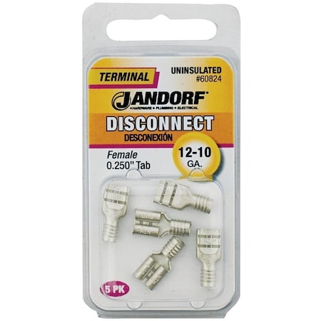 Jandorf Disconnect Terminal, 12 to 10 AWG Wire, Copper Contact, 5PK 60824