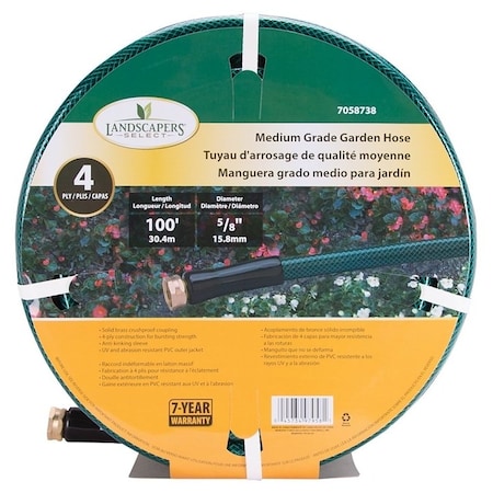 Landscapers Select 100 ft L Garden Hose, PVC Tube, Green BL5820100HM