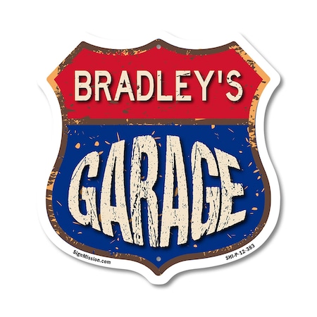 Signmission Bradley's Garage, 12 Inch X 12 Inch, Plastic Sign SHI-P-12-383-BRADLEY