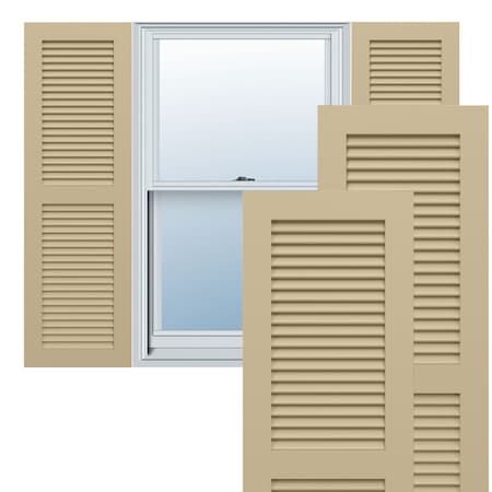 Ekena Millwork True Fit PVC, Two Equal Louver Shutters, Natural Twine, 12W x 27H, PR TFP101LVF12X027NT