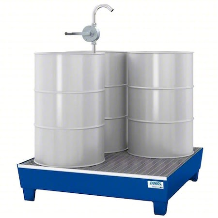 Denios Spill Pallet, 66 gal Spill Capacity, 4 Drums, 2,400 lb Load Capacity, Steel K19-3103