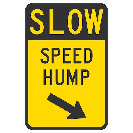 Lyle Speed Hump (w/Arrow Pointing Bottom Right), 12x18, Engineer Grade, Yellow G-3266-EG_12x18