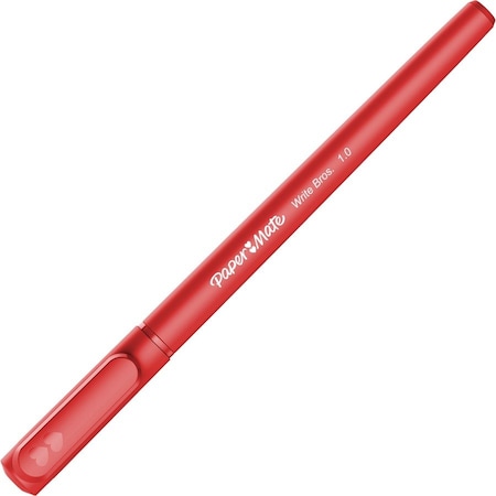 Sanford Paper Mate, WRITE BROS. STICK BALLPOINT PEN, MEDIUM 1MM, RED INK/BARREL, DOZEN 3321131C