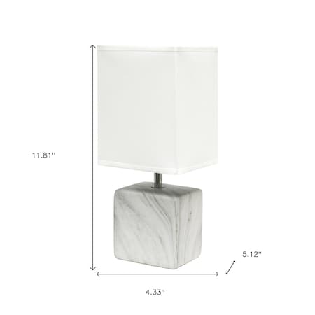 Homeroots 12" White And Black Ceramic Square Table Lamp With White Shade 643289