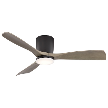 Vaxcel Maplewood, 52 in, Black Flush Mount Ceiling Fan, Oak Blades, LED, Remote, DC F0136