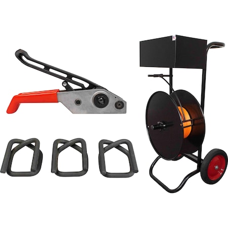 Encore Packaging Woven Polyester Strapping Kit for 5/8in, Heavy Duty with 8in Core ID CS58KO3-8