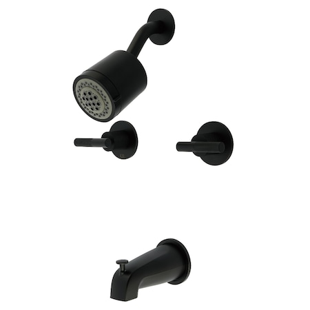 Kingston Brass Double-Handle Tub and Shower Faucet with Knurled Handle, Matte Black KBX8140KNL