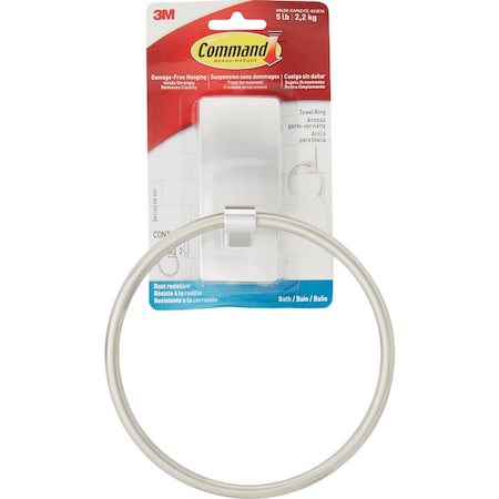 Command Bath Satin Nickel Adhesive Towel Ring 2 Strips BATH52-SN-ESF