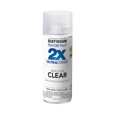 Rust-Oleum Spray Paint, Clear, Semi-Gloss, Solvent, 12 oz 249859