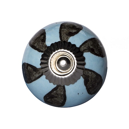 Homeroots Set of Twelve Blue And Black Geometric Ceramic Drawer Pull Knobs, 12PK 358092