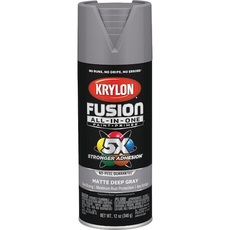 Krylon Fusion All-In-One 12 Oz. Matte Spray Paint Deep Gray K02914007