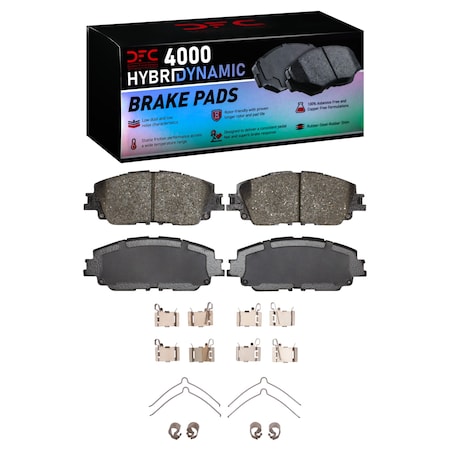 Dynamic Friction Co DFC HybriDynamic Brake Pads Hrdwr Kit 4000-2076-01
