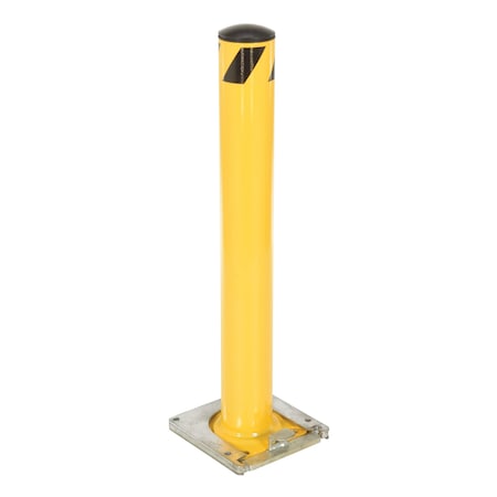 Vestil Steel Surface Mounted Removable Pipe Safety Bollard 36 In. x 4-1/2 In. Yellow BOL-RF-36-4.5