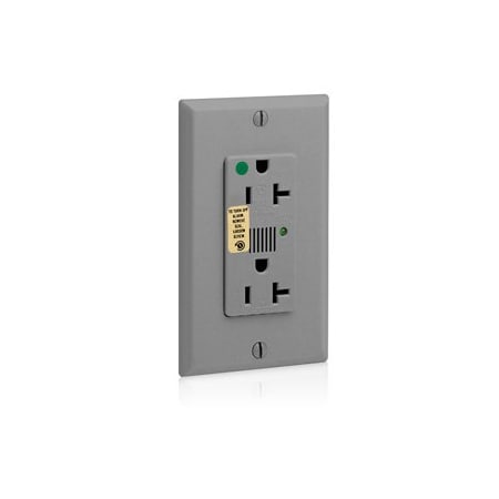 Leviton Surge Protector Receptacle, 20 Amp, 125 Volt, 5-20R NEMA, Gray 8380-GY