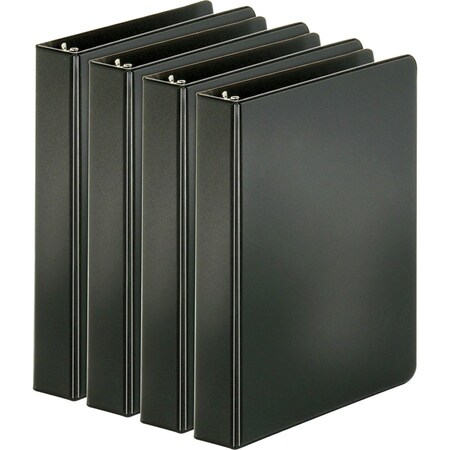 Business Source Basic Round Ring Binders, Black, 4PK BSN28523BD