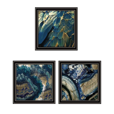 Set Of Three Deep Blue 1 Black Framed Print Wall Art, 3PK