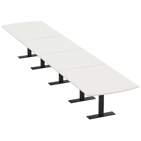 Skutchi Designs 20ft Arc Rectangle Conference Table With Power | Harmony Series | 20 Person Meeting Room Table HAR-AREC-48X240-T.BK-W960-NA
