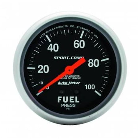 Auto Meter 3412 SportComp Mechanical Fuel Pressure Gauge 2.62 in. ATM3412