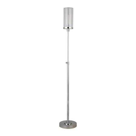 Homeroots 66" Nickel Torchiere Floor Lamp With Clear Transparent Glass Drum Shade 523377