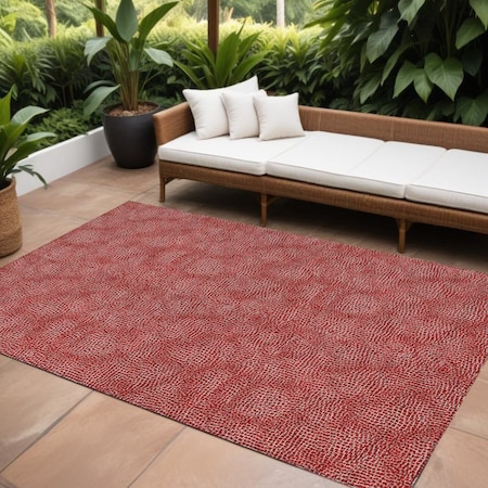 Homeroots 9' X 12' Red And Ivory Geometric Washable Indoor Outdoor Area Rug 602393
