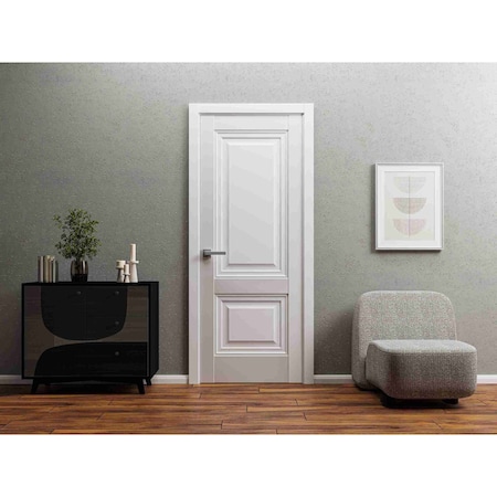 Sartodoors Solid French Door 18 x 80in, Lucia 8831 White Silk, Single Regular Panel Frame Trims Handle LUCIA8831ID-WS-18