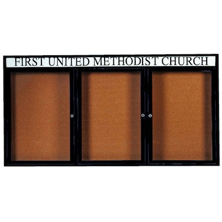 Aarco Enclosed Natural Pebble Grain Cork Bulletin Board w/ Header Bronze Anodized Al Frame, 36''Hx72''W DCC3672-3RHBA