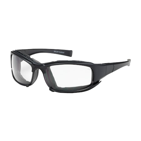 Bouton Optical Full Frame Safety Glasses w/Black Frame, Rubber Foam Padding, Clear Lens and Anti-Scratch / Anti-Fog 250-CE-10090