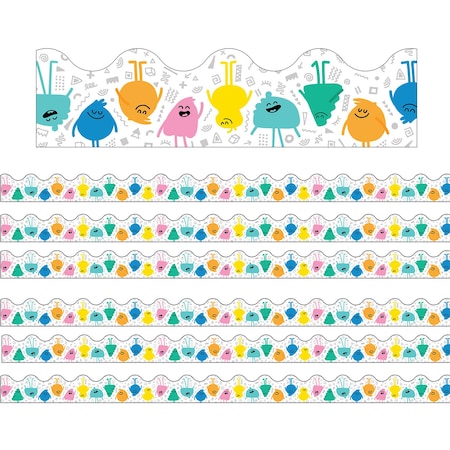 Carson Dellosa Happy Friends Scalloped Border, 39 Feet Per Pack, 6PK 108477