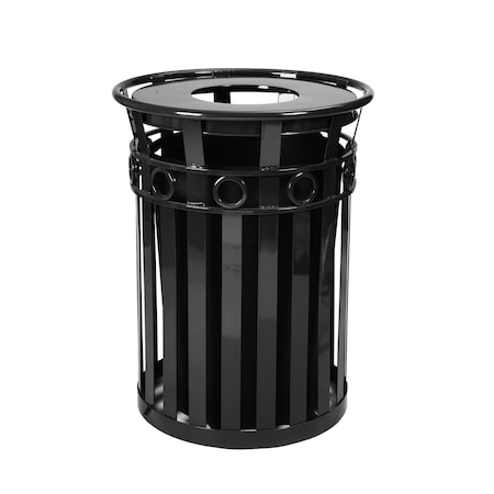 Witt Industries Black Decorative, Outdoor Waste Receptacle with Flat Top M3600-R-FT-BK