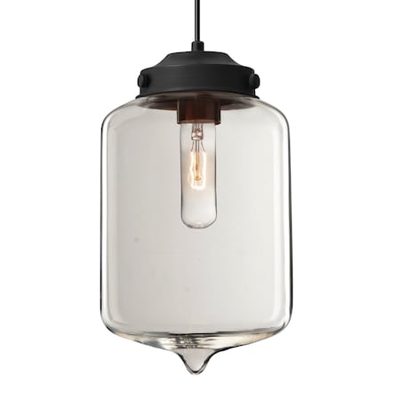 Besa Lighting Besa Olin Pendant, Clear, Black Finish, 1x 60W MAX E26 Base 1JT-OLINCL-BK