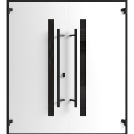 Vdomdoors Front Exterior Prehung Aluminum Double Doors Ronex0162 Red Oak Mirrored Clear Glass Entry Metal RONEX0162DEXD-RED-W72xH96-RH-I