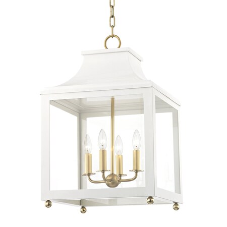 Mitzi Leigh 4 Light Lantern 16 In. Aged Brass/Soft Off White H259704L-AGB/WH