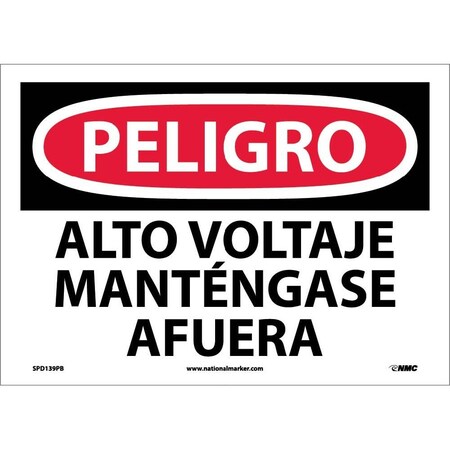 Nmc Danger High Voltage Sign - Spanish, SPD139PB SPD139PB