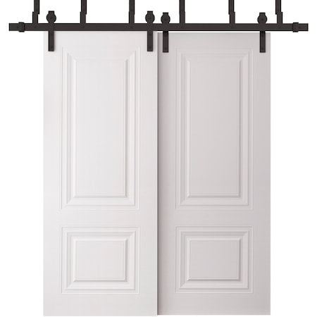 Sartodoors Sliding Closet Barn Bypass Doors 56 x 80 inches, BASIC 9772 White, 6.6ft Rails Hardware Set, Wood BASIC9772BBB-SKIN-56