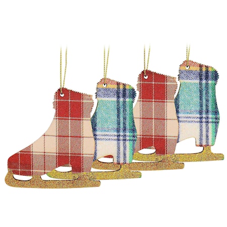 Martha Stewart Holiday Ice Skate Ornament 4 Piece Set in Red and Green 97150.04