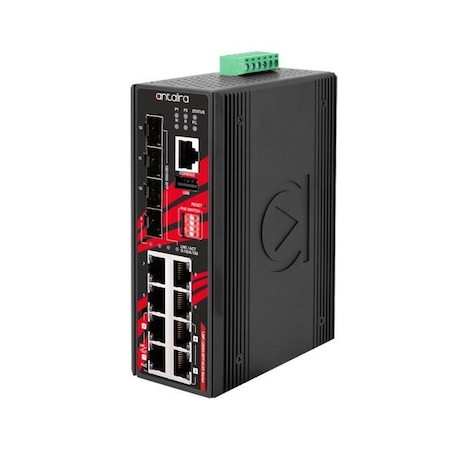 Antaira 12-Port Industrial Gigabit IEEE 802.3bt PoE++ Light Layer 3 Mana LMP-1204G-SFP-bt-24-T-BOS