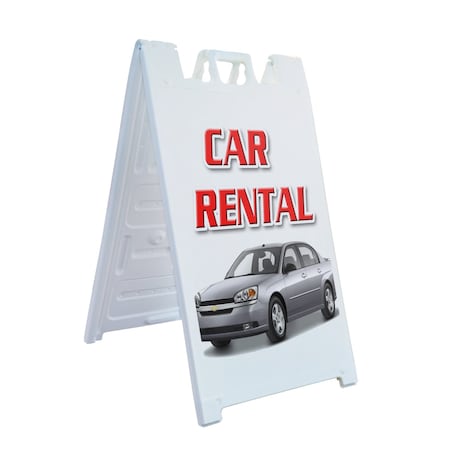 Signmission Car Rental, A-Frame & 2 Sign Inserts, Heavy-Duty Plastic Frame SBHD-C-2436-Car Rental