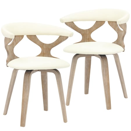 Leisuremod Klyne Swivel Leather Dining Chair with Poplar Wood Frame, 2PK KCWW-22W2