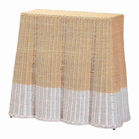 Bali & Pari Palm Scallop Natural Rattan Console Table, Two-Tone White/Natural 266-14570-ZORO
