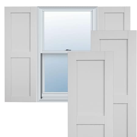 Ekena Millwork Rustic Two Equal Panel Flat Panel Smooth Faux Wood Shutters (Per Pair), Primed Tan, 12"W x 54"H SHUFP12X54SMPR