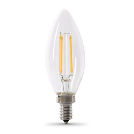 Feit Electric LED Bulb, Decorative, 75 W Equivalent, E12 Lamp Base, Clear, Daylight Light BPCTC75/850/LED/2