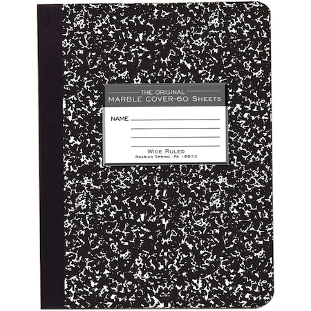 Roaring Spring Wide Ruled Hard Cover Composition Book, 975 x 75 60 Sheets, Black Marble Cover, Black ROA77222