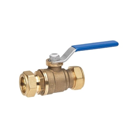 B&K Ball Valve, 3/4 in Connection, Compression, 200 psi Pressure, Manual Actuator, Brass Body Chrome 111-1-34