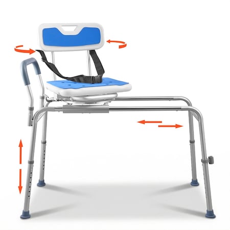 Vevor Sliding Shower Chair Tub Transfer Bench with Swivel Seat and Backrest 400lbs FBL650329