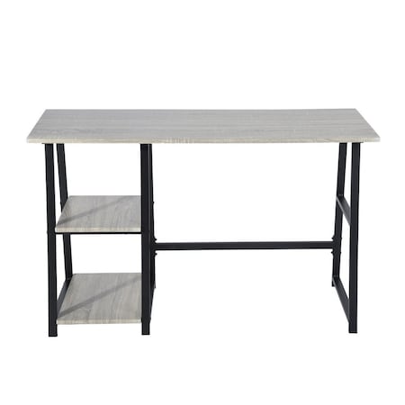 Homeroots Modern Geo Dark Grey Home Office Table With Storage Shelves 475986