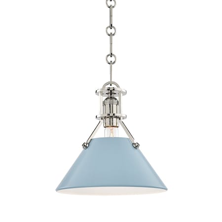 Hudson Valley Lighting Mark D. Sikes X Painted No.2 1 Lt. Pendant 9.5 In. Polished Nickel/Blue Bird MDS351-PN/BB