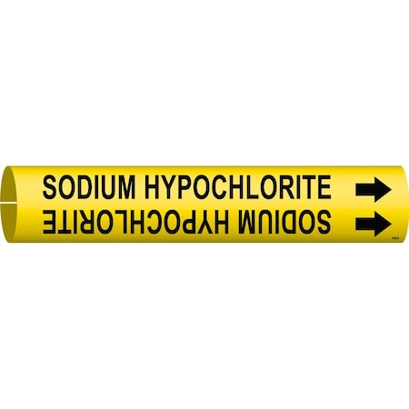 Brady SODIUM HYPOCHLORITE Pipe Marker, 0.8125in H x 0.8125in W, Fits Pipes 0.75in Dia. Thru 1.375in Dia. 4124-A
